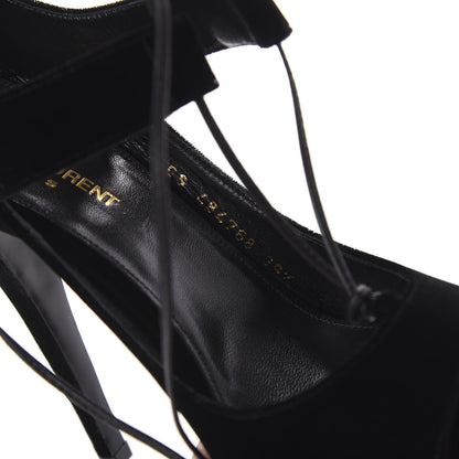 Saint Laurent Velluto Master Lace Up Tribute 105 Platform Sandals 39.5 Black 8 of 10