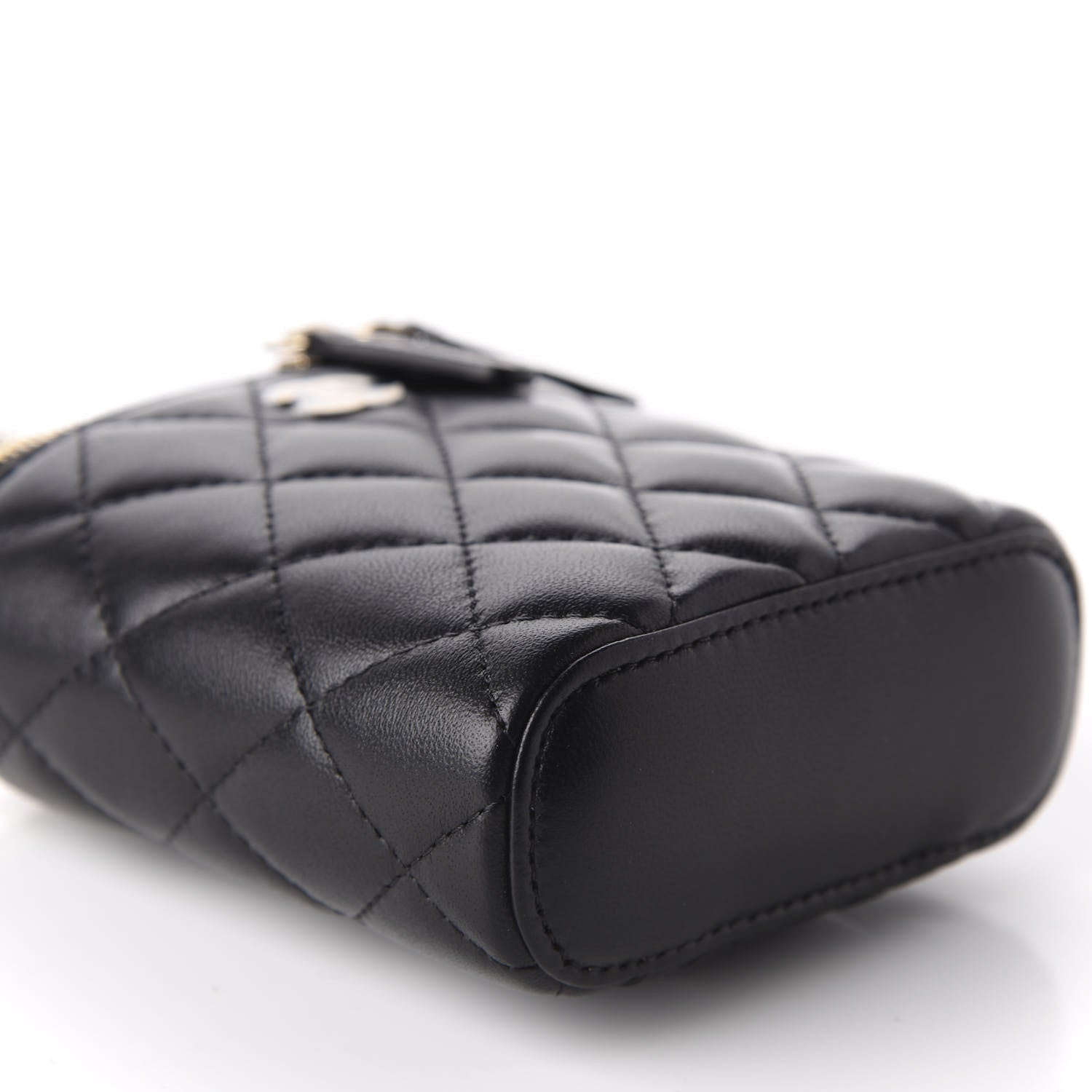 Chanel Lambskin Quilted Small Vertical Coco Beauty Vanity Case With Chain Black 7 of 10