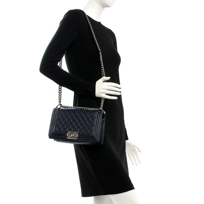 Chanel Lambskin Quilted Medium Boy Flap Dark Blue 2 of 13