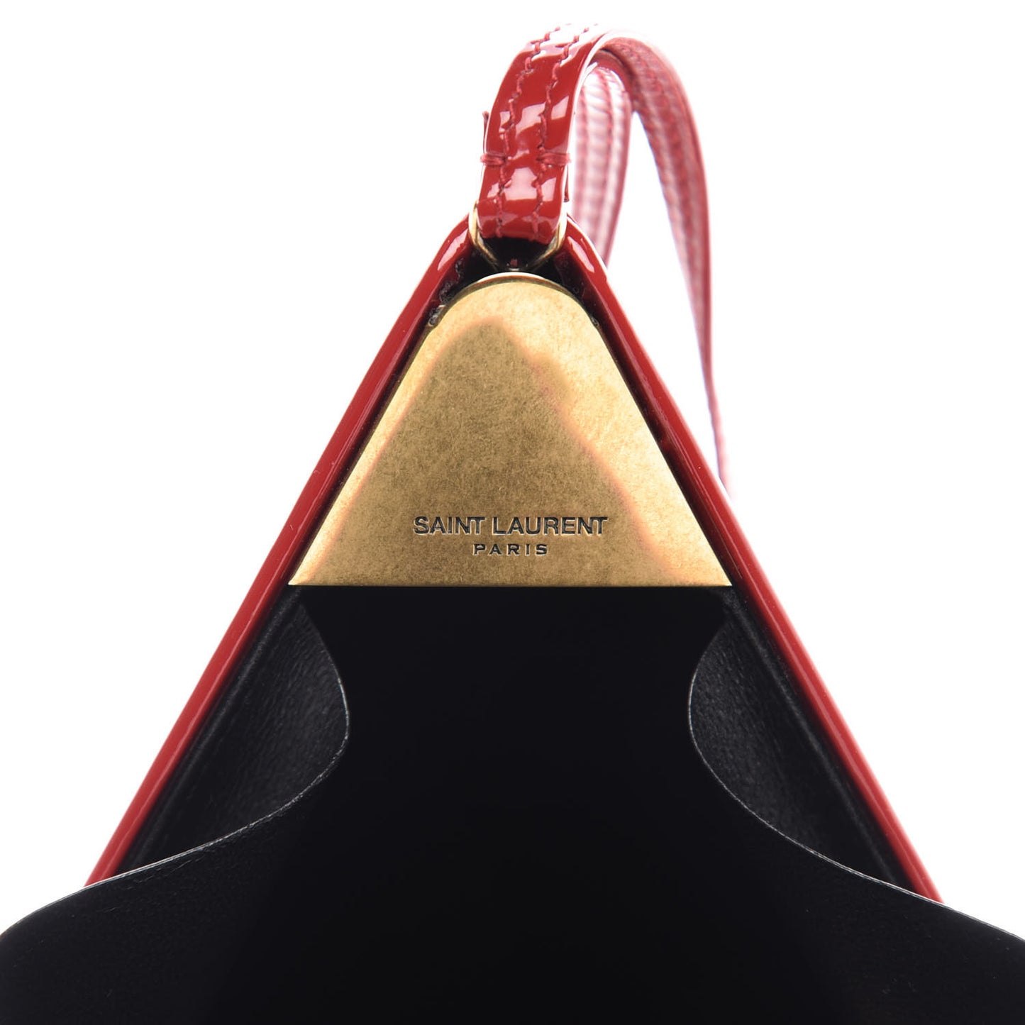 Patent Pyramid Clutch Rouge