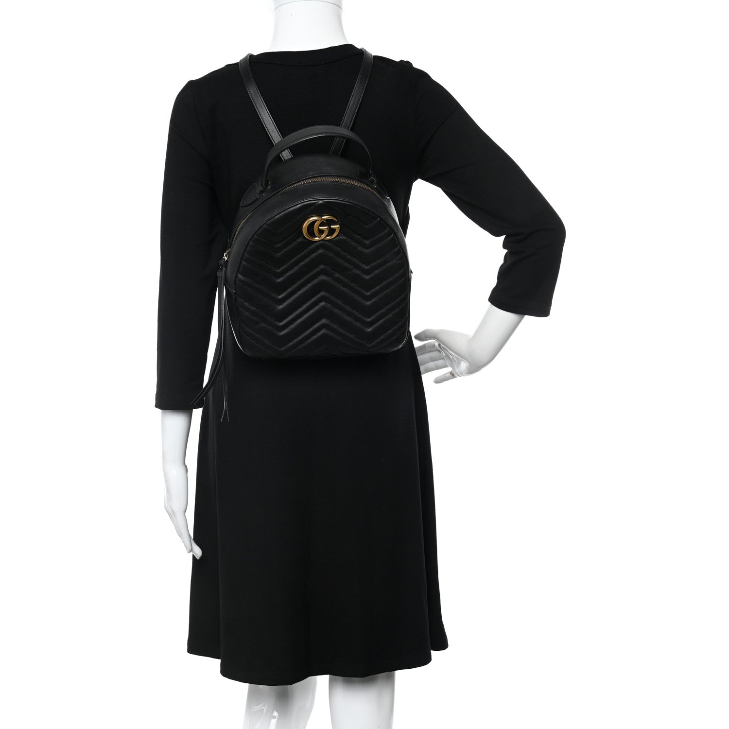 Gucci Calfskin Matelasse GG Marmont Backpack Black 2 of 13