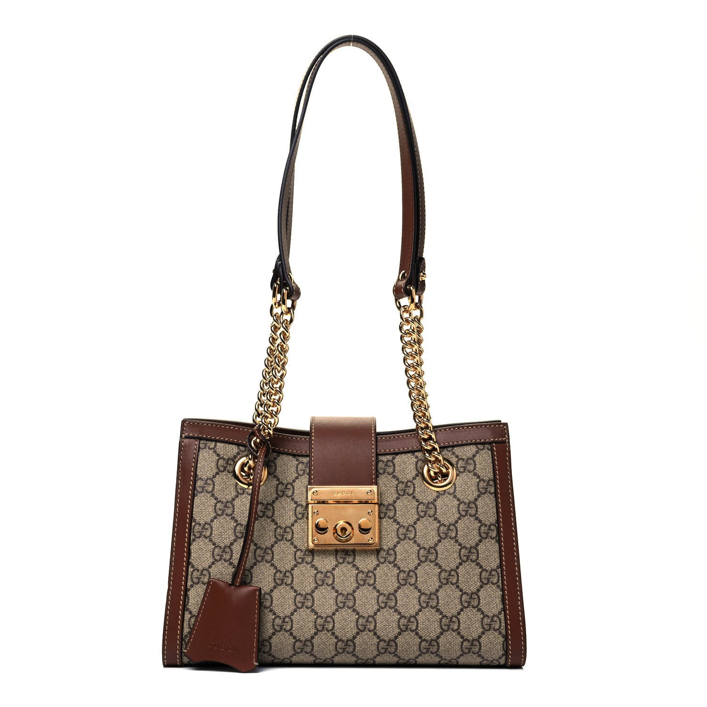 GG Supreme Monogram Calfskin Small Padlock Tote Beige Ebony Tuscany