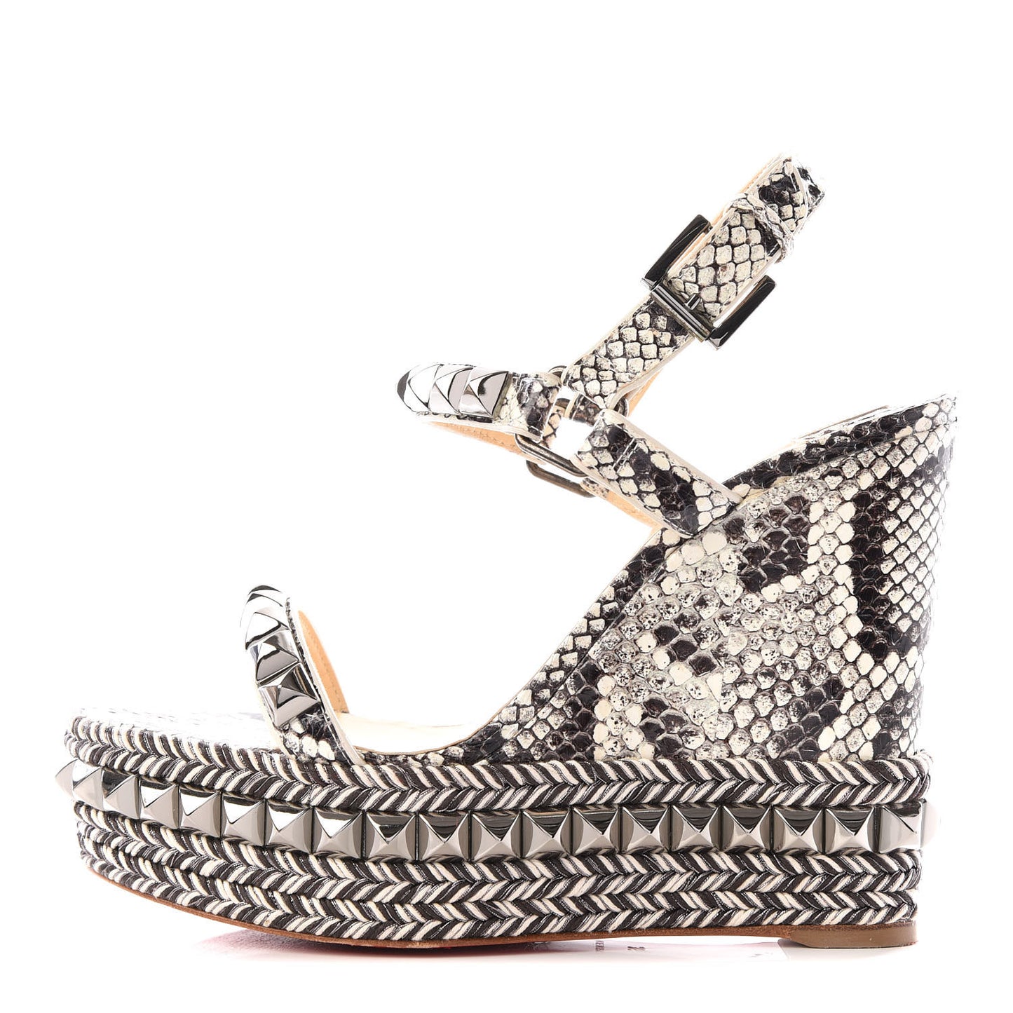 Watersnake Print Cataclou 120 Wedge Sandals 36 Roccia Gun Metal