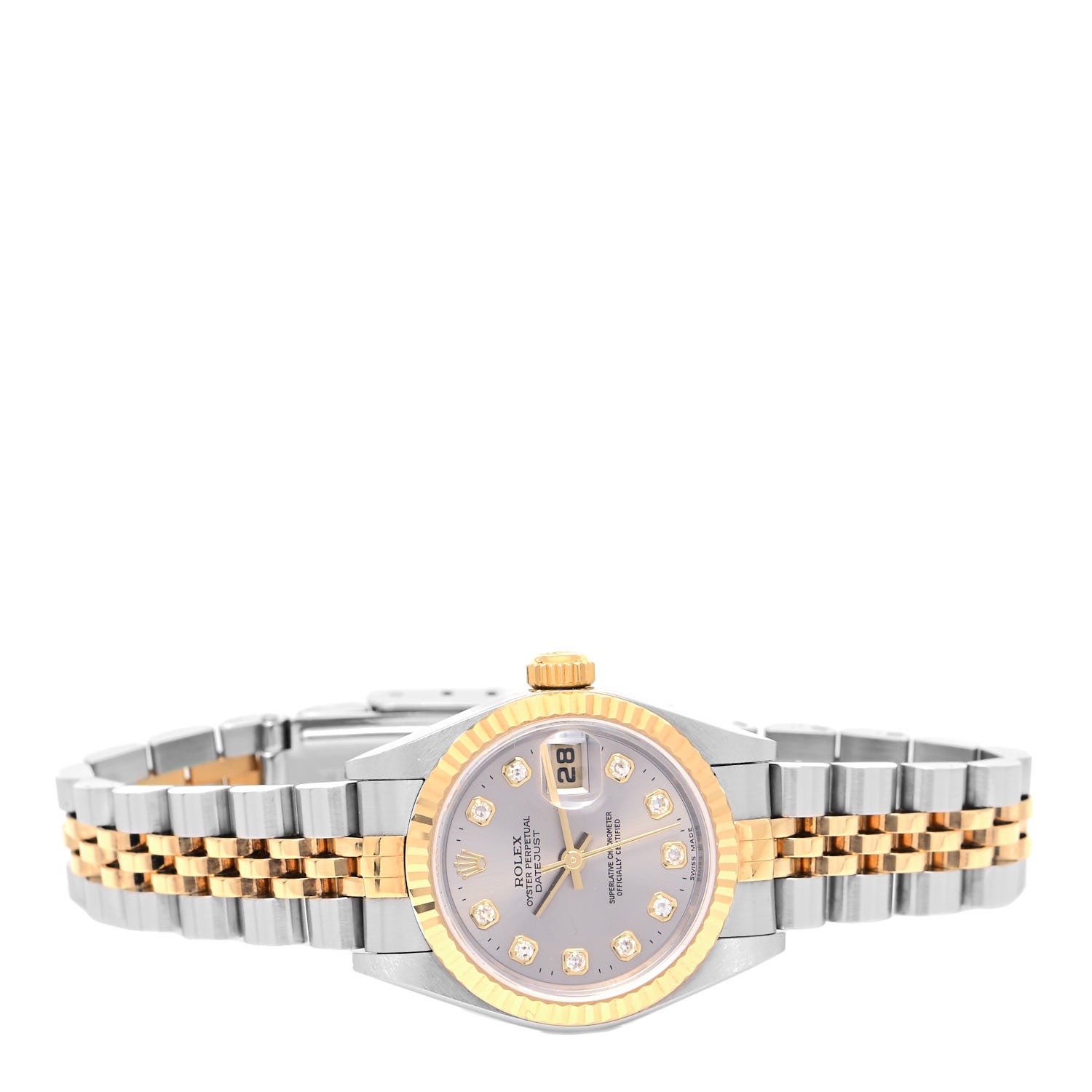 Rolex Stainless Steel 18K Yellow Gold Diamond 26mm Oyster Perpetual Datejust Watch Silver 79173 2 of 4
