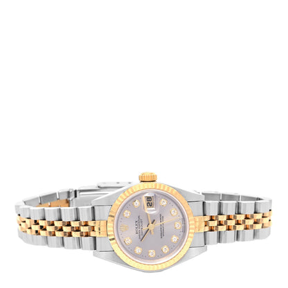 Rolex Stainless Steel 18K Yellow Gold Diamond 26mm Oyster Perpetual Datejust Watch Silver 79173 2 of 4