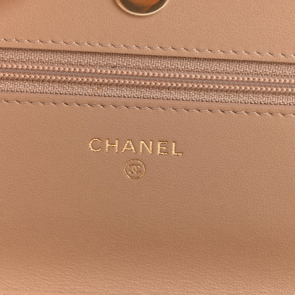 Chanel Caviar Quilted CC Filigree Wallet On Chain WOC Beige Black 6 of 15