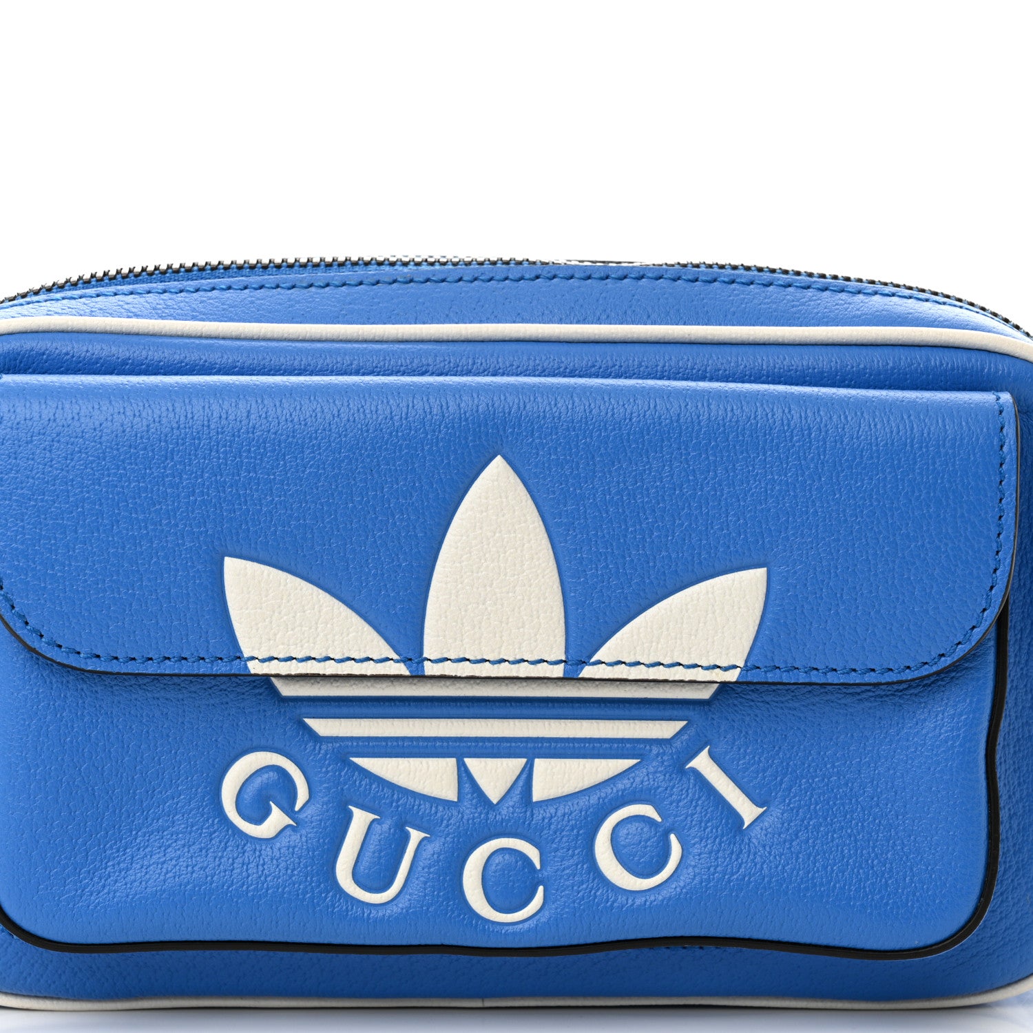 Gucci X ADIDAS Textured Dollar Calfskin Belt Bag Blue 1579773