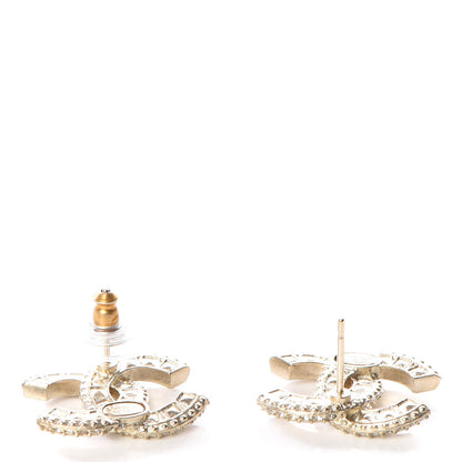 Chanel Crystal Textured CC Earrings Gold 3 of 5