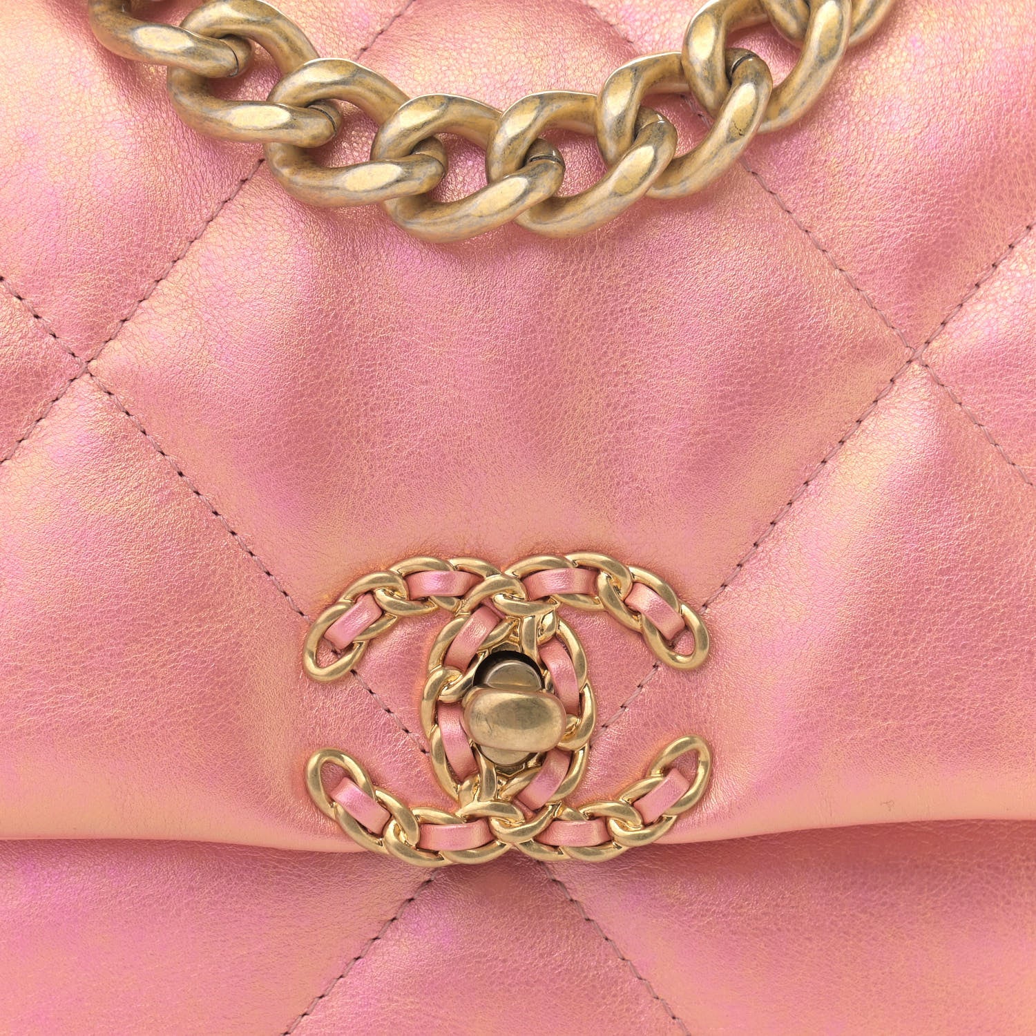 Chanel Iridescent Calfskin Quilted Medium Chanel 19 Flap Pink 8 of 11