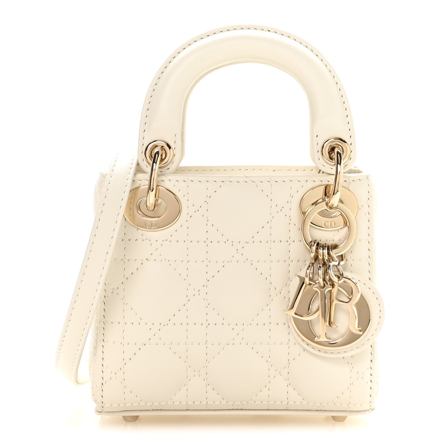 Christian Dior Lambskin Cannage Micro Lady Dior White 1 of 11