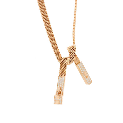 Hermes 18K Rose Gold Diamond Kelly Gavroche Necklace 3 of 7