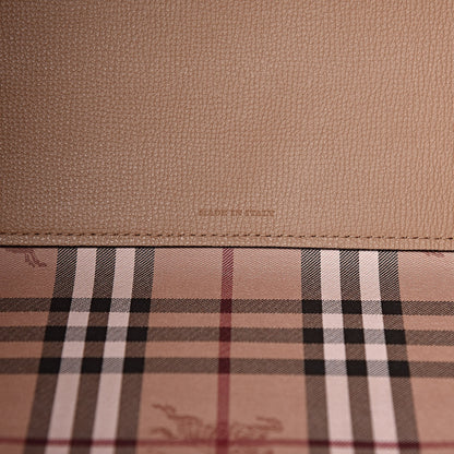 Burberry Grainy Calfskin Haymarket Check Medium Reversible Tote Camel 10 of 16