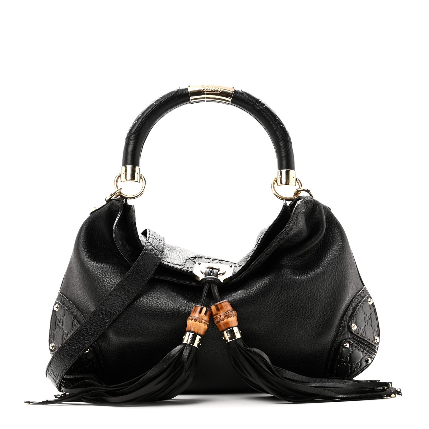 Calfskin Medium Indy Top Handle Hobo Black