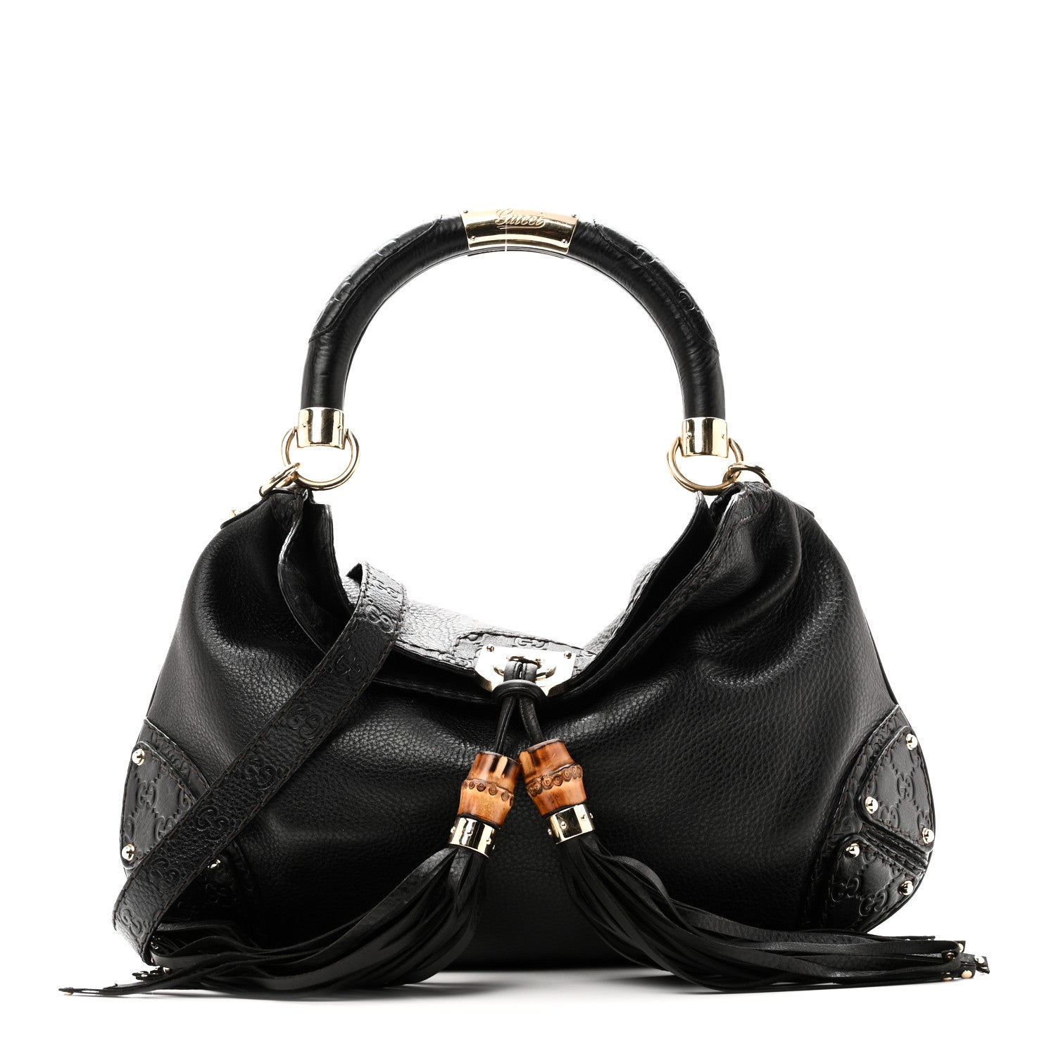 Gucci Calfskin Medium Indy Top Handle Hobo Black 1 of 10