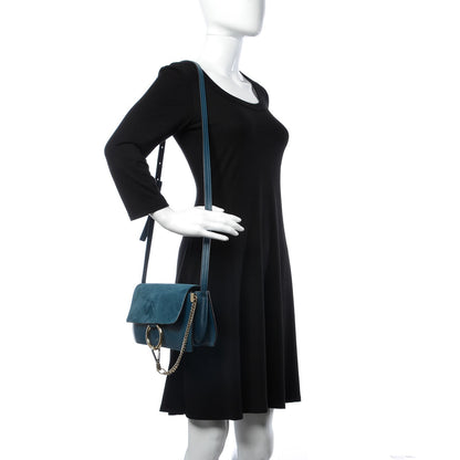 Chloe Suede Calfskin Small Faye Shoulder Bag Majolica Blue 2 of 8