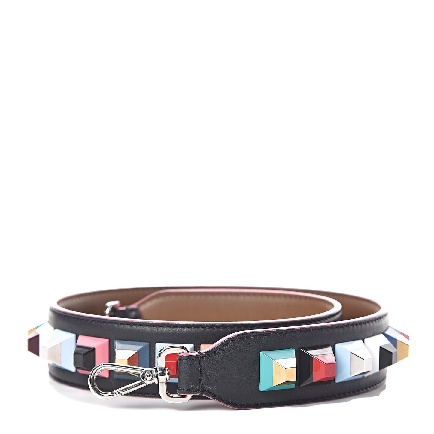 Vitello Dolce Plexiglass Bi-Color Studded Strap You Black Brownie Multicolor