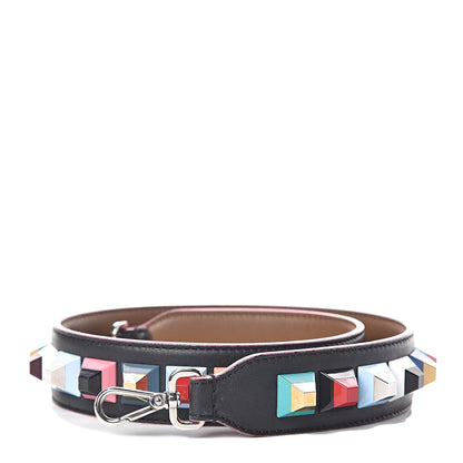 Fendi Vitello Dolce Plexiglass Bi-Color Studded Strap You Black Brownie Multicolor 1 of 3