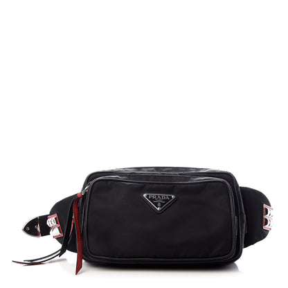 Prada Tessuto Nylon Calfskin Studded Belt Bag Black 1 of 9