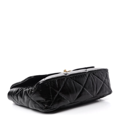 Chanel Shiny Crumpled Calfskin Quilted Maxi 19 Flap Black 4 of 10