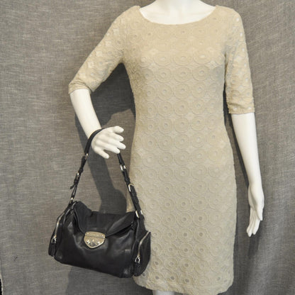 Prada Leather Pushlock Flap Shoulder Bag Black 2 of 9