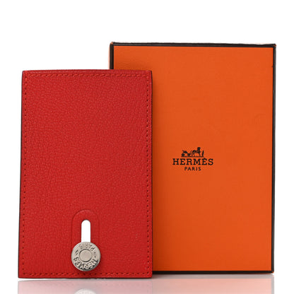 Hermes Chevre Mysore Diabolo Card Holder Case Rouge Tomate 5 of 7