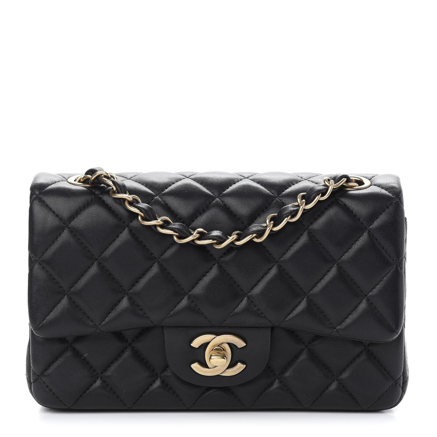 Lambskin Quilted Mini Rectangular Flap Black