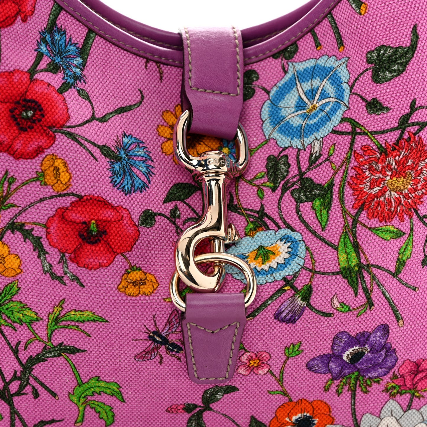 Canvas Floral Flora Medium Jackie O Bouvier Hobo Hot Pink
