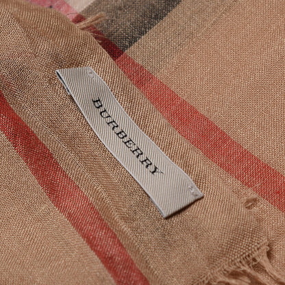 Burberry Wool Silk Gauze Giant Check Scarf Camel 4 of 4