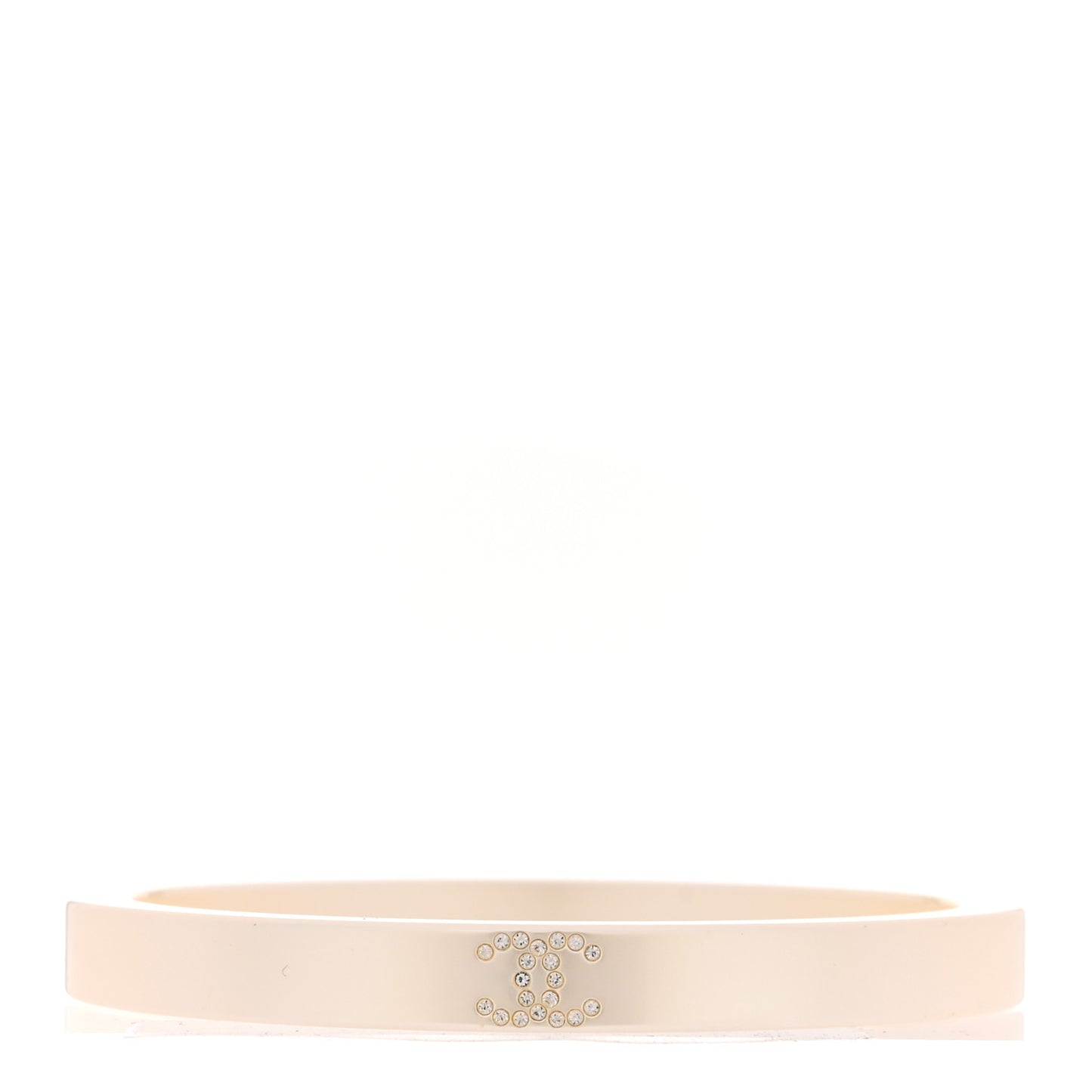 Resin Crystal CC Bangle Bracelet White