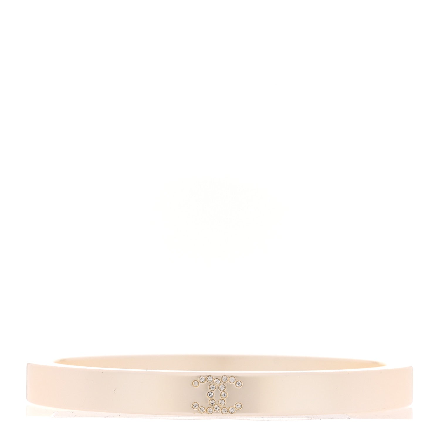 Chanel Resin Crystal CC Bangle Bracelet White 1 of 5
