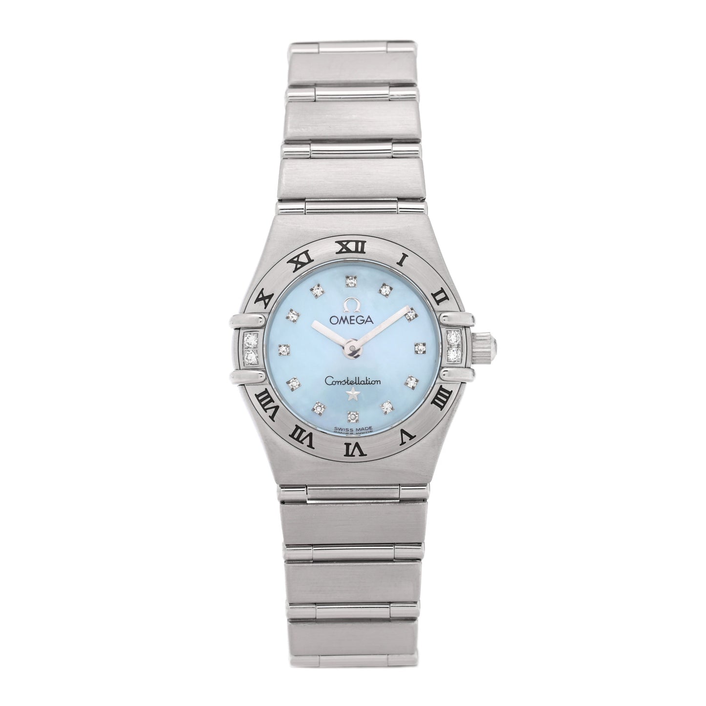 Stainless Steel Diamond Blue Mother of Pearl 22mm Constellation Quartz Watch 1567.86