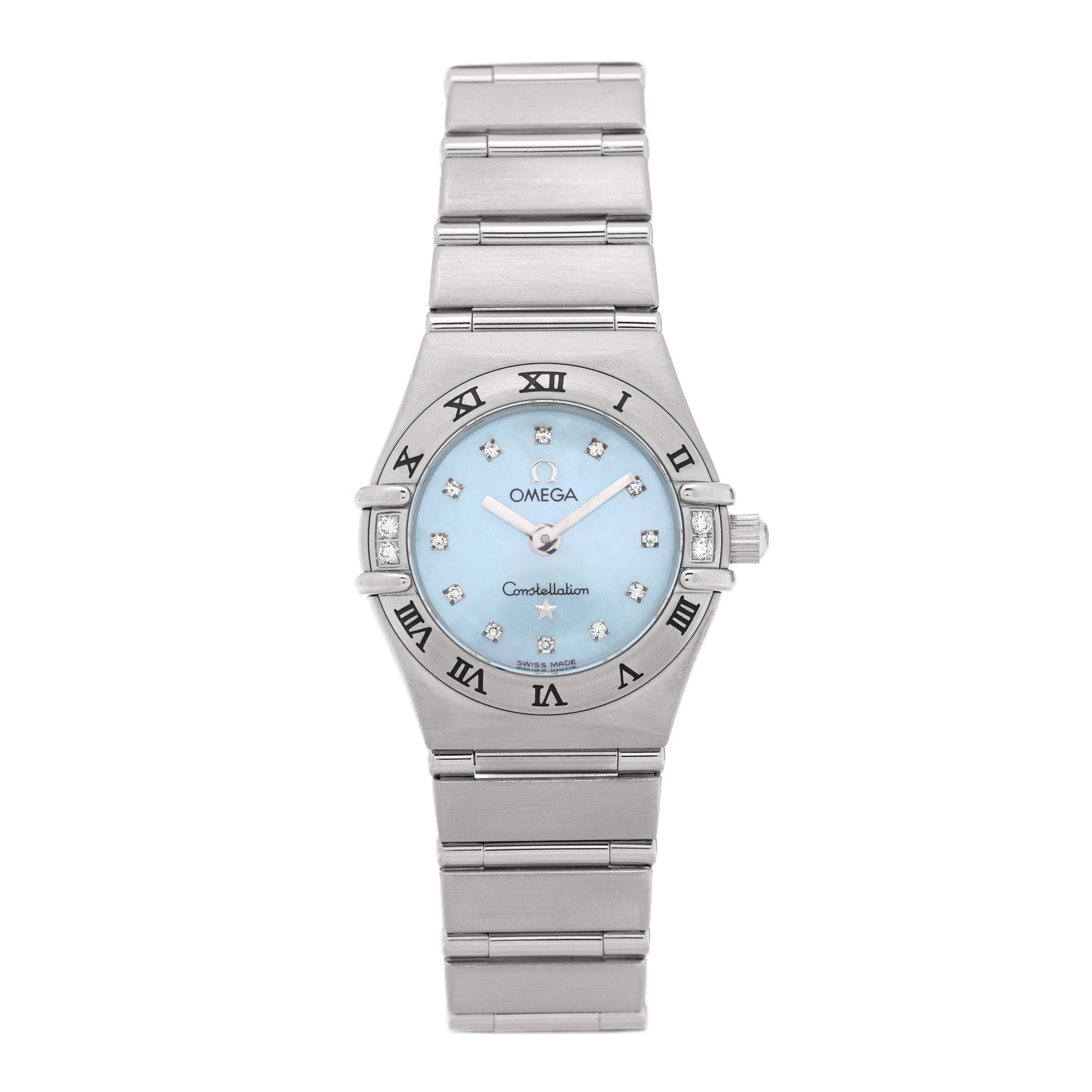 Omega Stainless Steel Diamond Blue Mother of Pearl 22mm Constellation Quartz Watch 1567.86 1 of 4