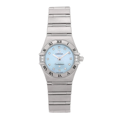 Omega Stainless Steel Diamond Blue Mother of Pearl 22mm Constellation Quartz Watch 1567.86 1 of 4