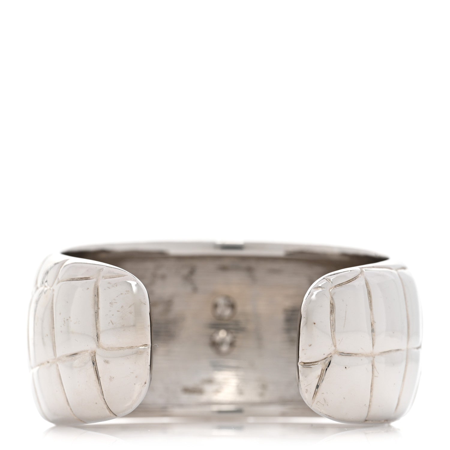 Chanel Metal Crocodile Embossed CC Cuff Silver 3 of 5