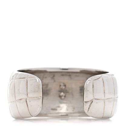 Chanel Metal Crocodile Embossed CC Cuff Silver 3 of 5