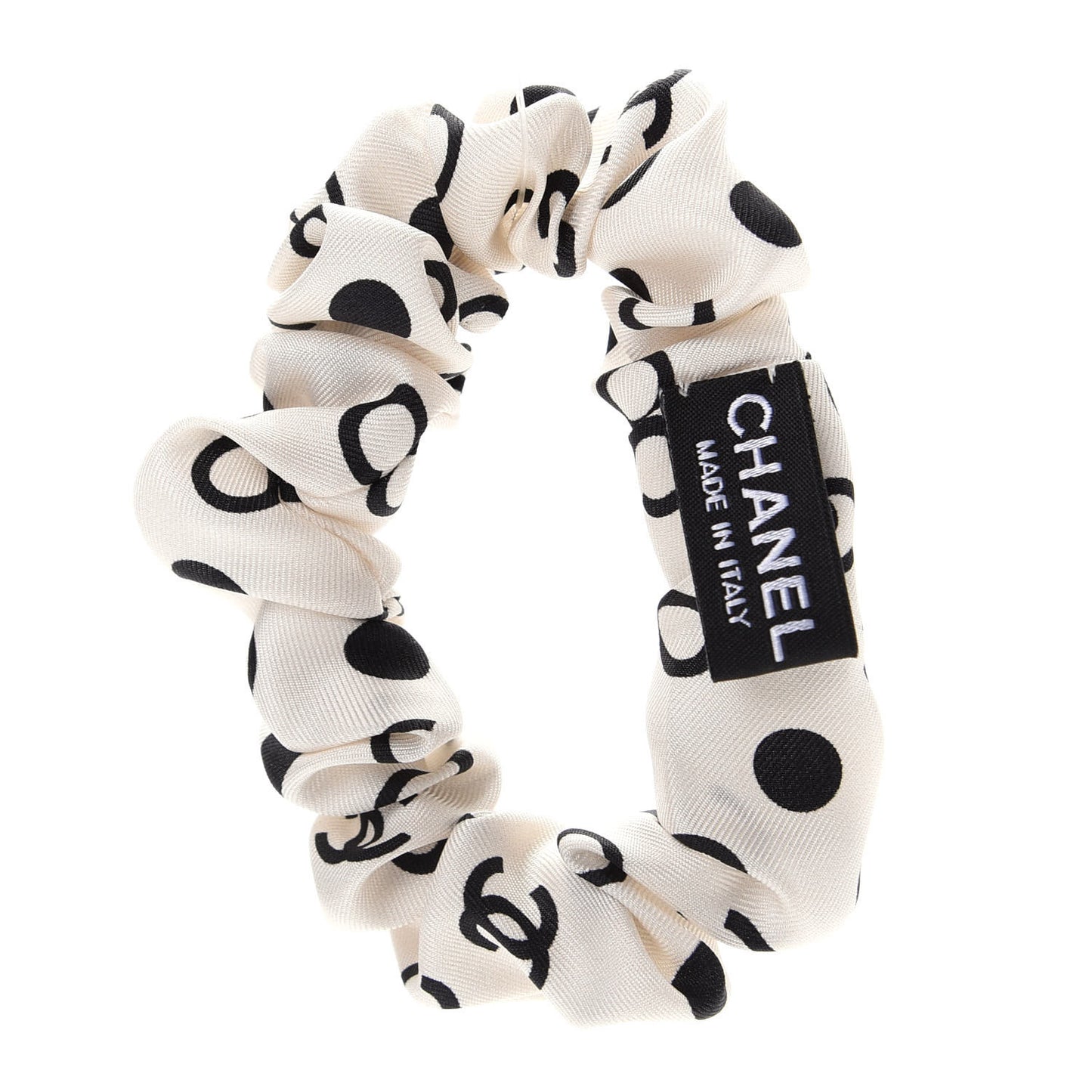 Silk CC Hair Tie Ivory Black