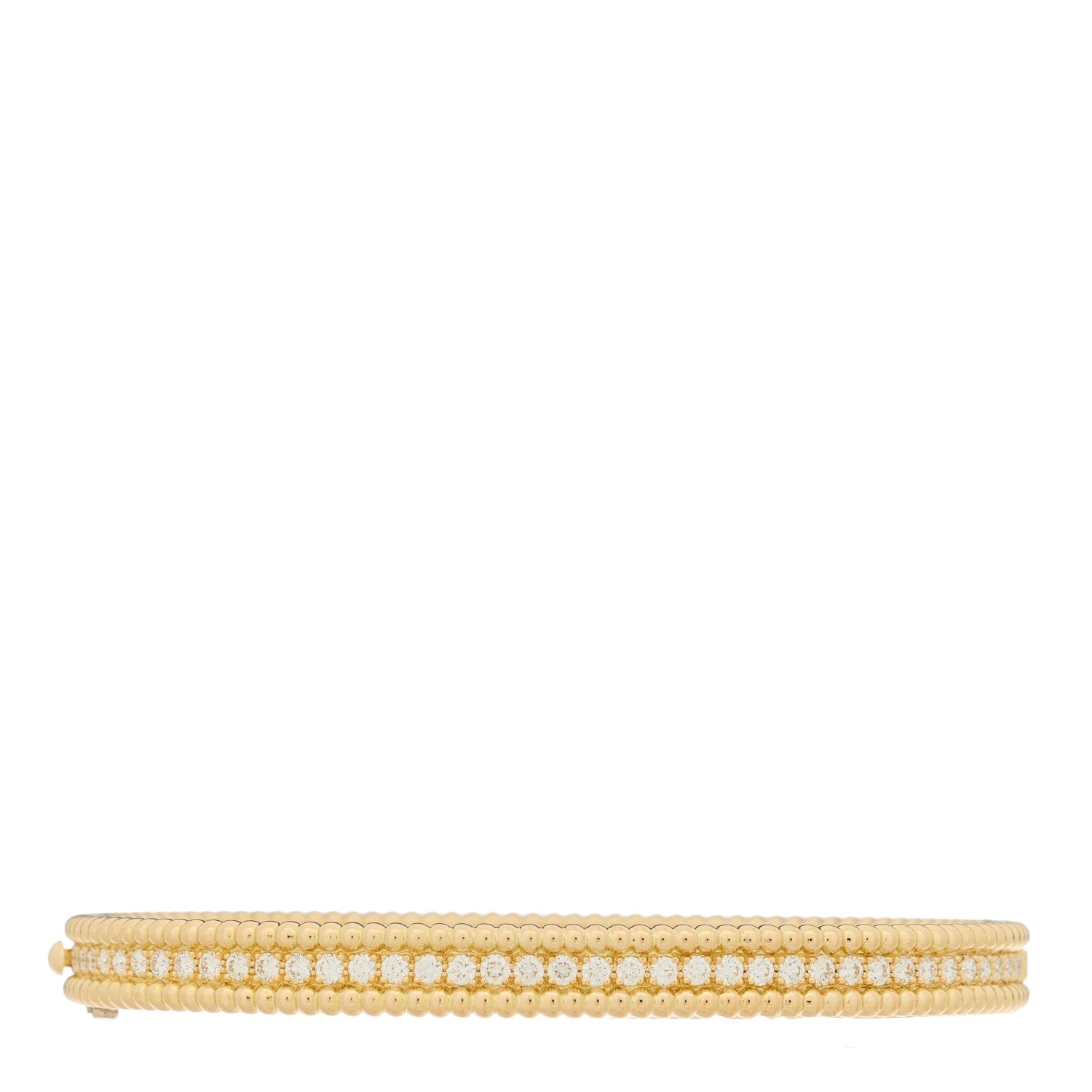 Van Cleef & Arpels 18K Yellow Gold Diamond Perlee 1-Row Bangle Bracelet M 2 of 3
