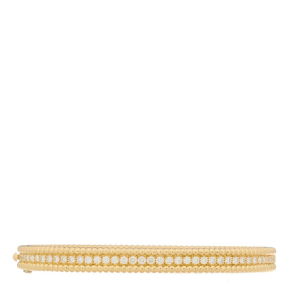 Van Cleef & Arpels 18K Yellow Gold Diamond Perlee 1-Row Bangle Bracelet M 2 of 3