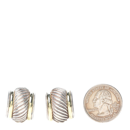David Yurman Sterling Silver 14K Yellow Gold Cigar Cable Clip On Earrings 2 of 5