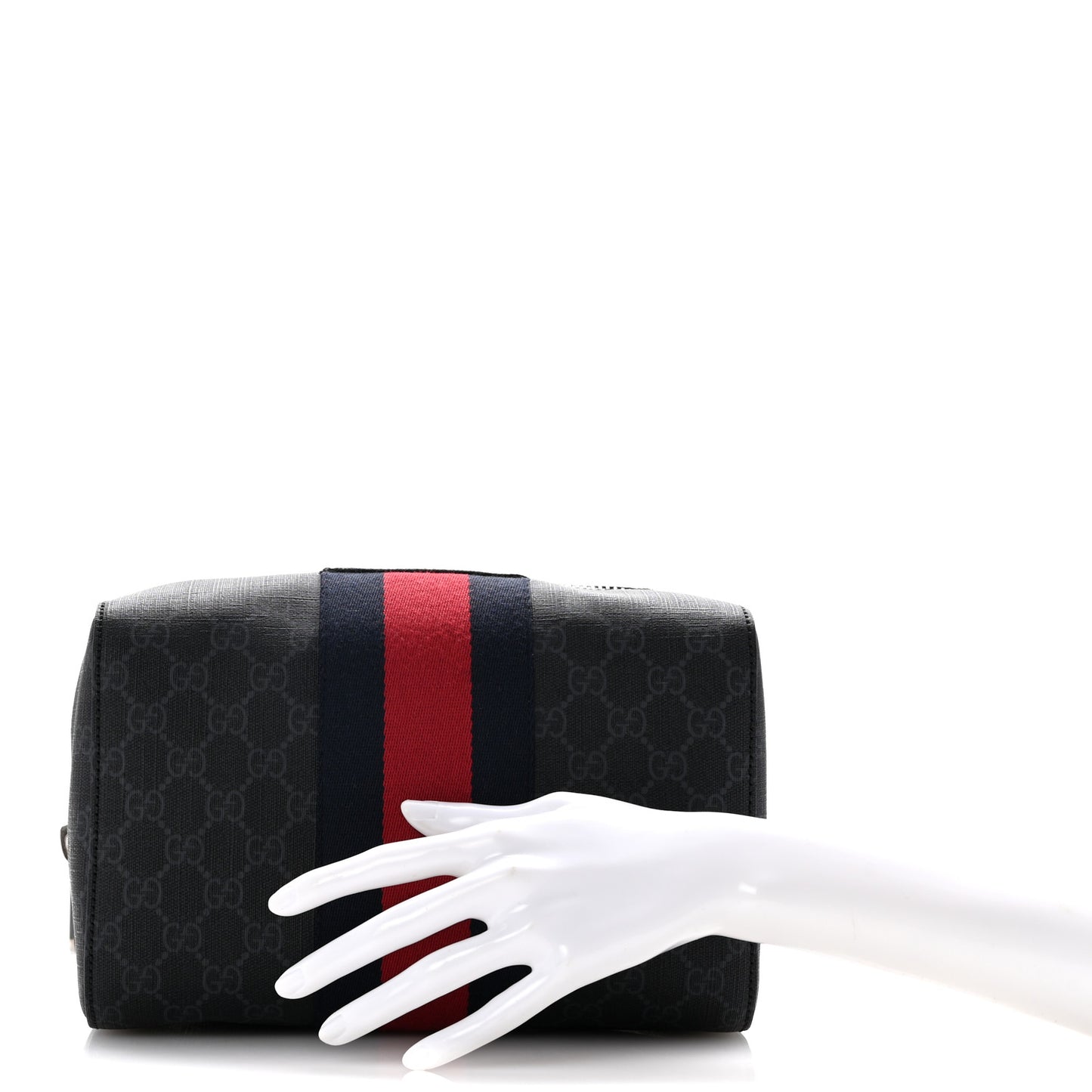 GG Supreme Monogram Web Toiletry Case Black Grey