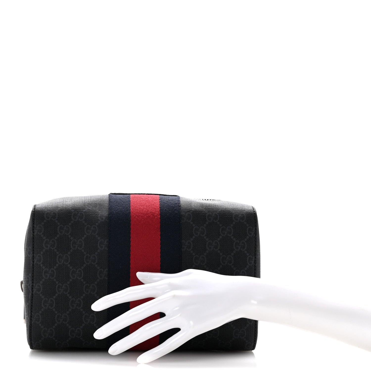 Gucci GG Supreme Monogram Web Toiletry Case Black Grey 2 of 8
