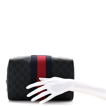 Gucci GG Supreme Monogram Web Toiletry Case Black Grey 2 of 8