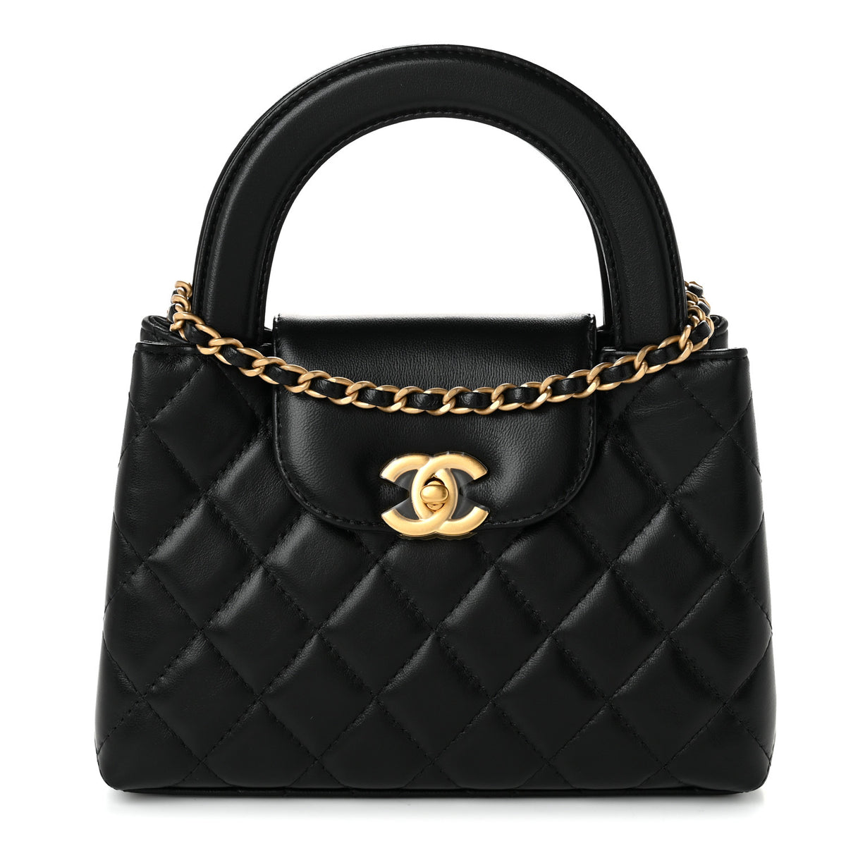 Chanel Shiny Aged Calfskin Quilted Nano Kelly Shopper Black 1 of 10