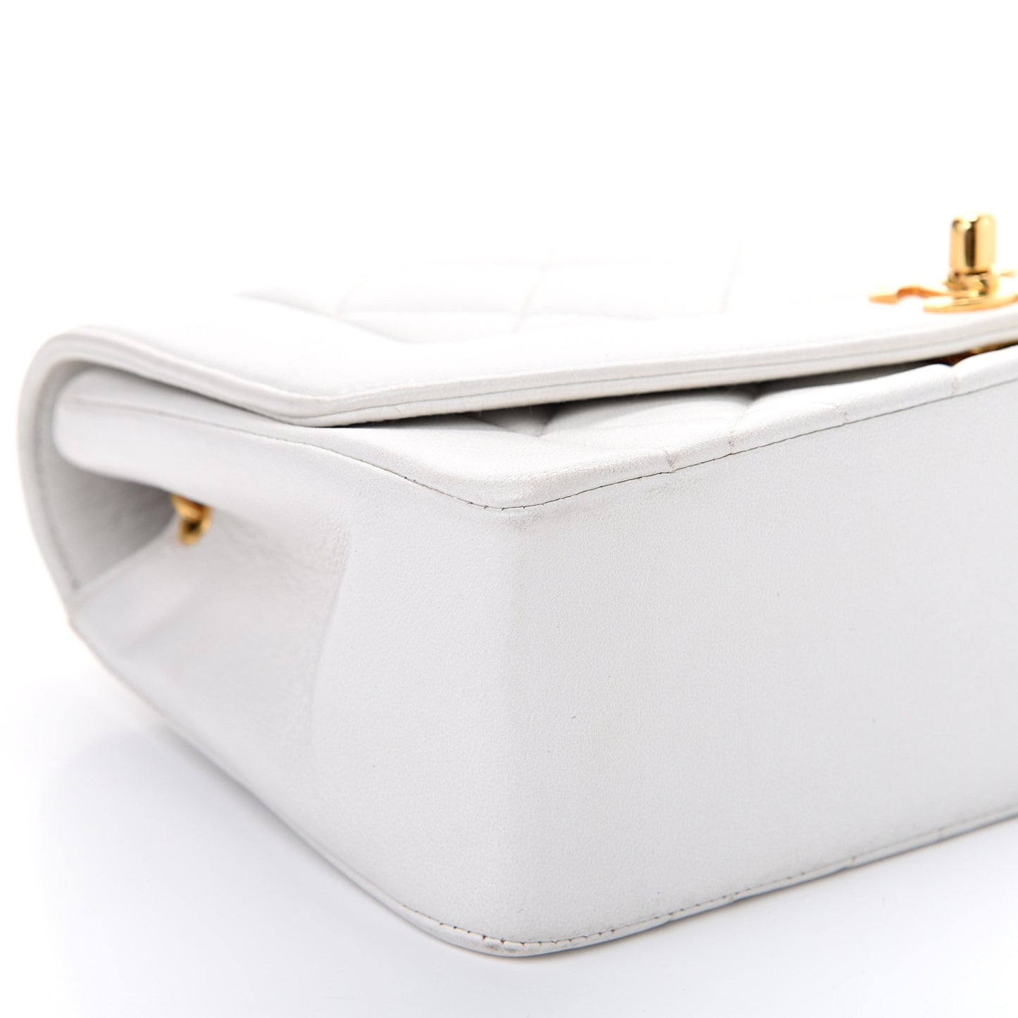 Lambskin Quilted Small Single Flap White