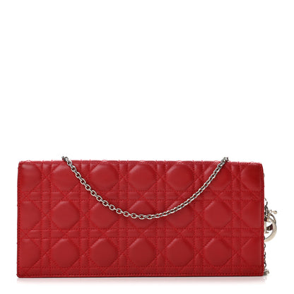 Christian Dior Lambskin Cannage Rendezvous Chain Wallet Red 1 of 13