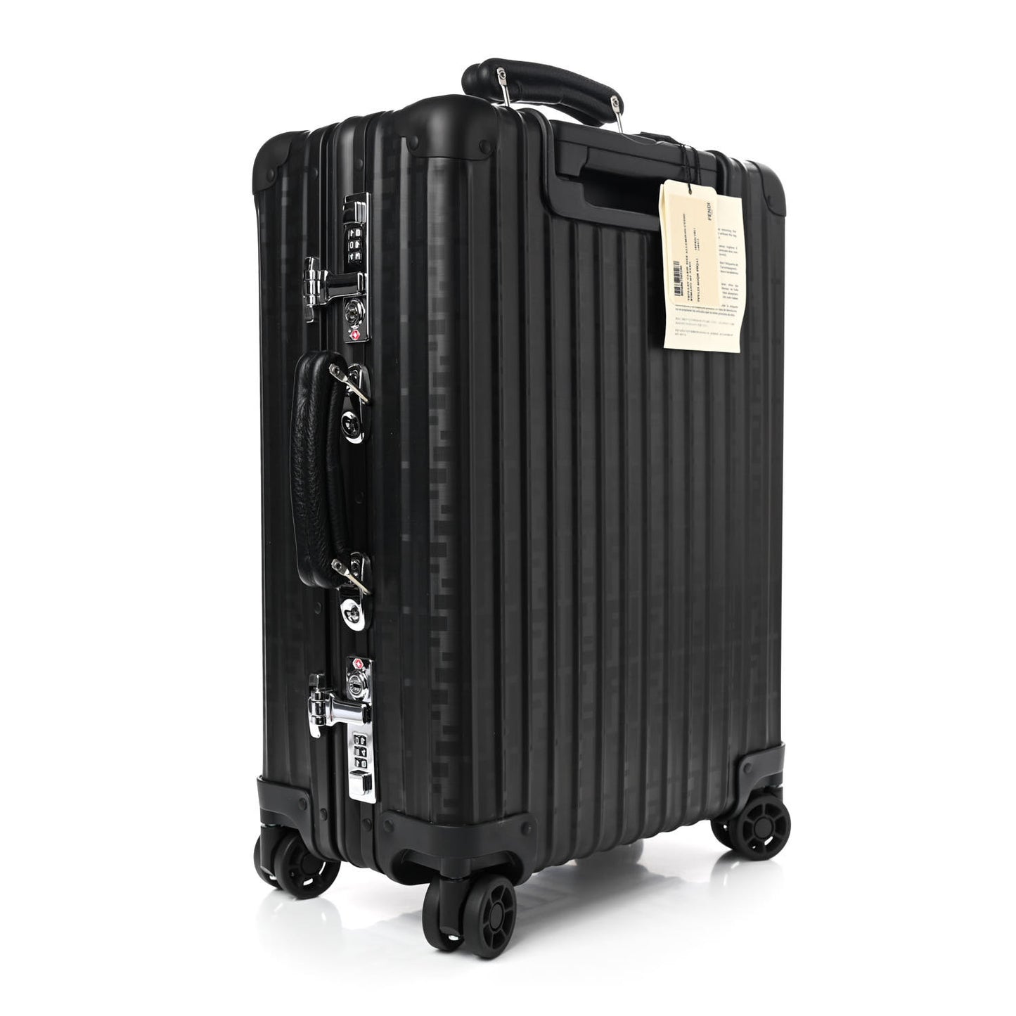 X RIMOWA Aluminum FF Print Roll Away Carry On Luggage Black