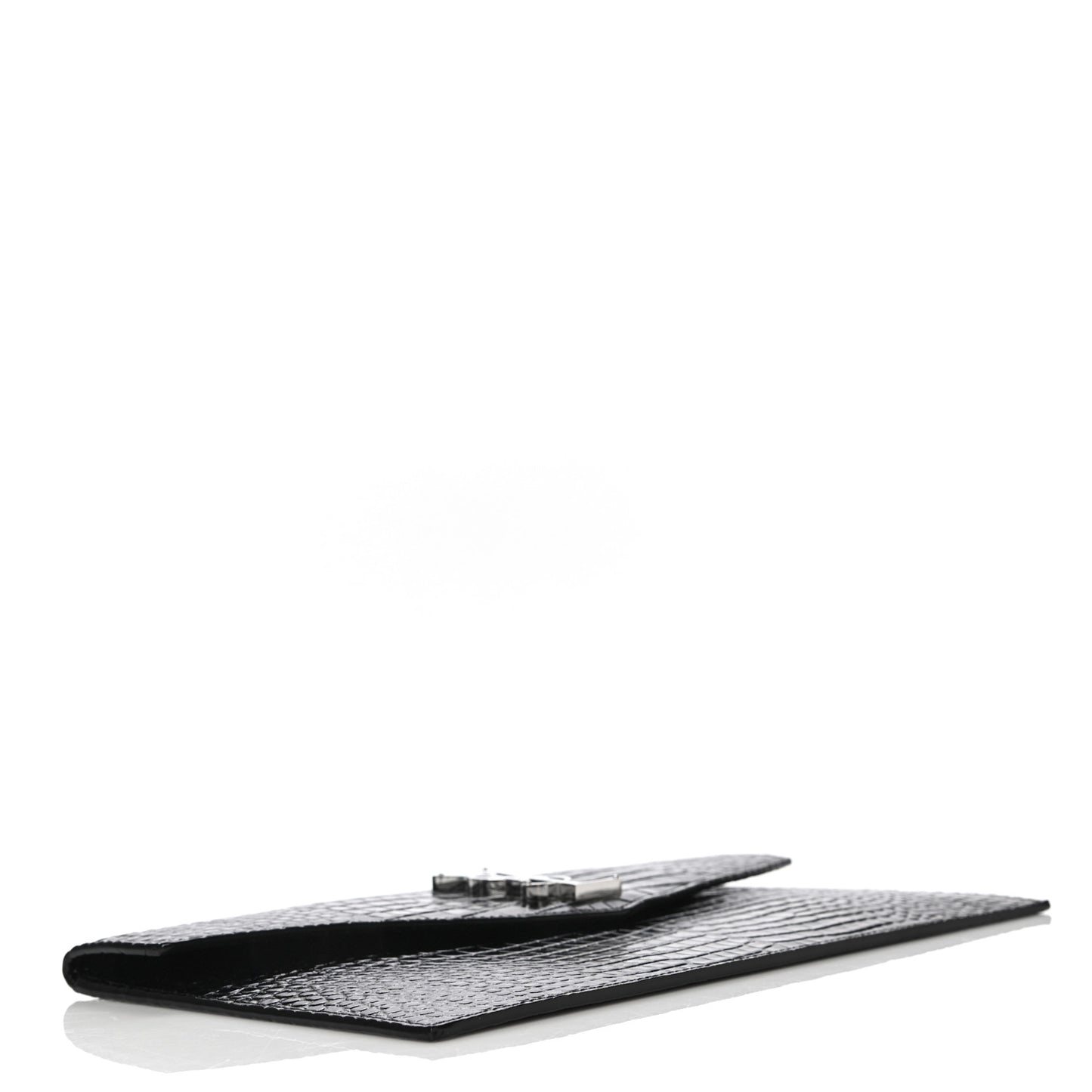 Calfskin Crocodile Embossed Uptown Monogram Clutch Black