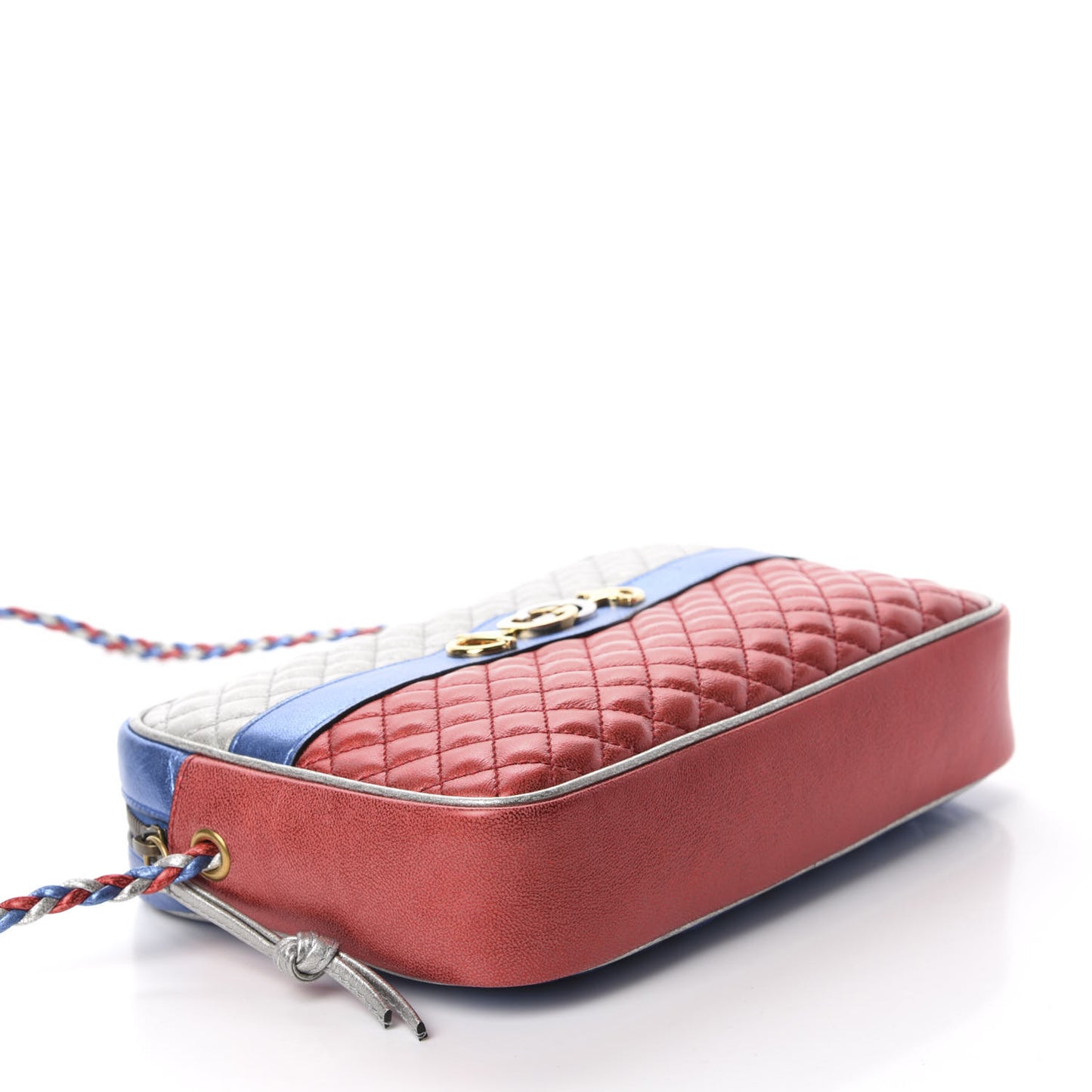 Laminated Nappa Trapuntata Small Zumi Shoulder Bag Rosso Marine Argento