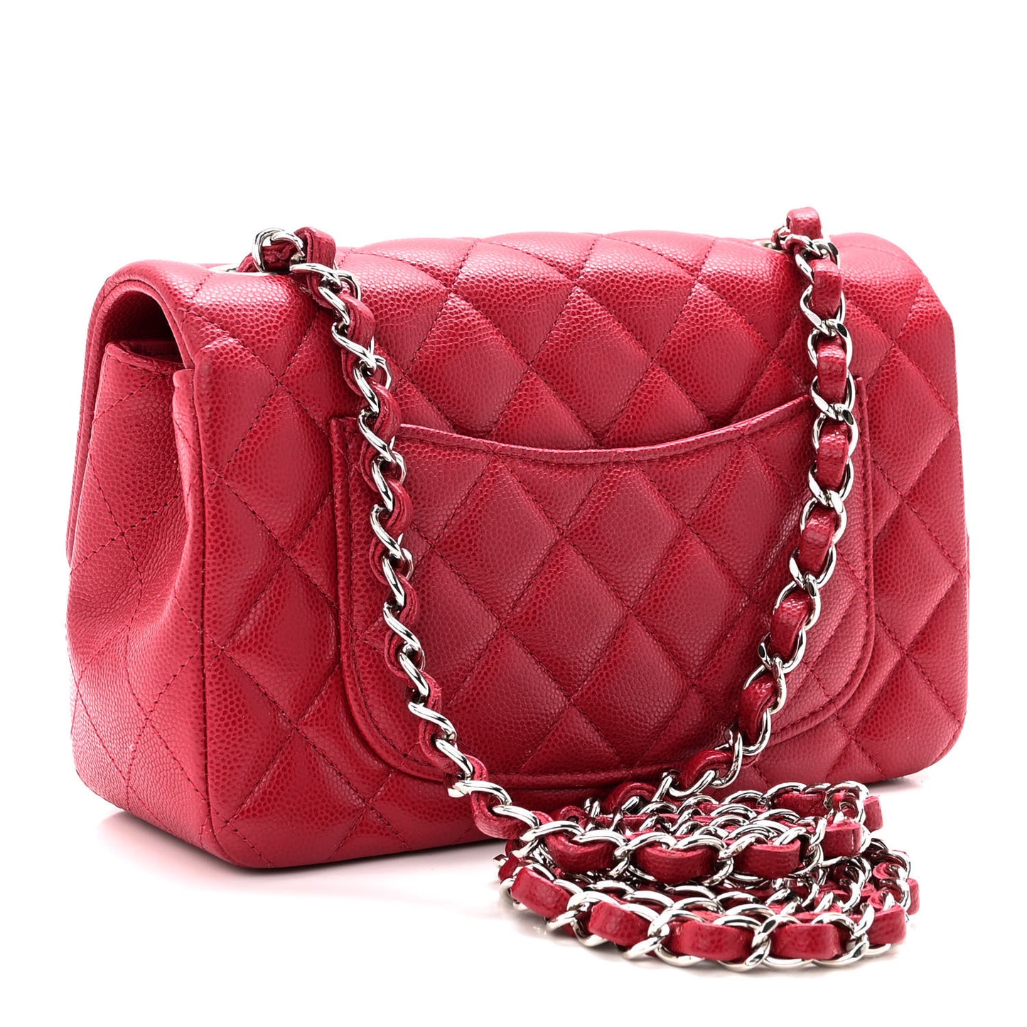 Caviar Quilted Mini Rectangular Flap Red