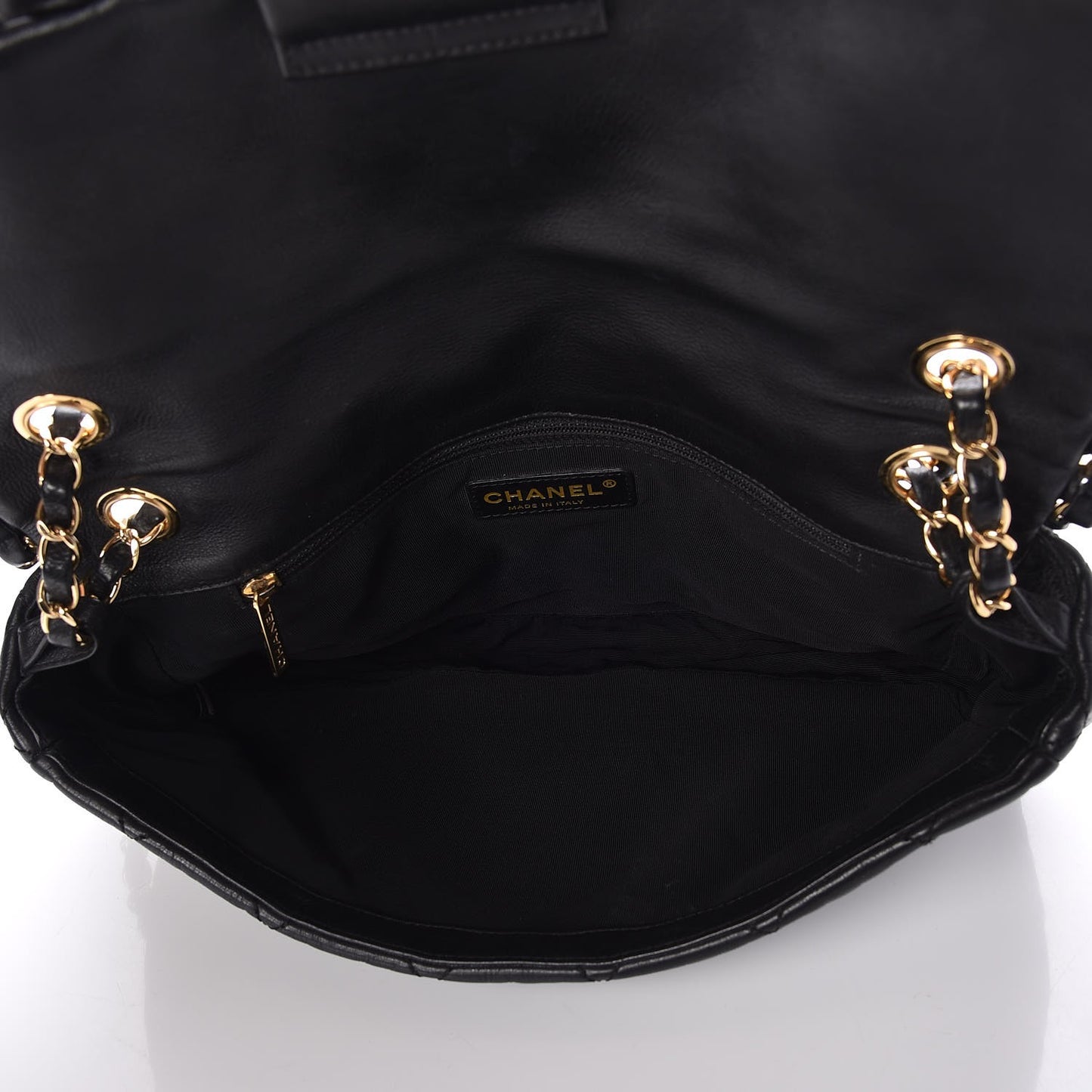 Calfskin Quilted Medium Chain Me Flap Black